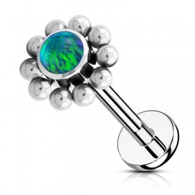 Labret kwiatek opal z małymi kulkami: tytan G23, gwint wewnętrzny