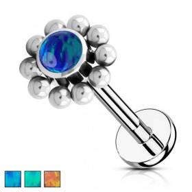 Labret kwiatek opal z małymi kulkami: tytan G23, gwint wewnętrzny PW4063