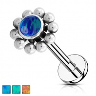Labret kwiatek – opal z małymi kulkami