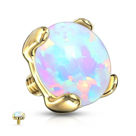 Nakrętka na dermal anchor - ze złota 14K, z opalem PI703