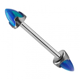 Kolczyk do sutka sztanga z opalowymi stożkami i gwintem zewnętrznym: tytan G23