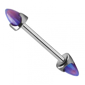 Kolczyk do sutka sztanga z opalowymi stożkami i gwintem zewnętrznym: tytan G23