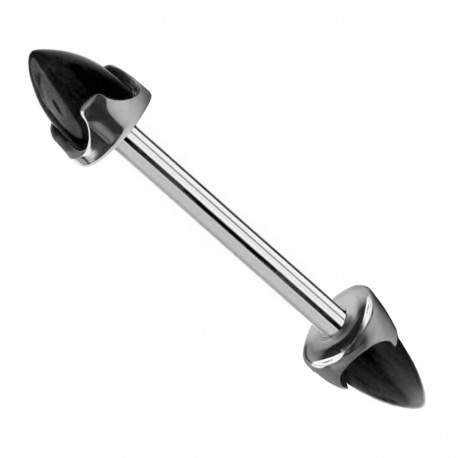 Kolczyk do sutka sztanga z czarnymi opalowymi stożkami, gwintem zewnętrznym: tytan G23	