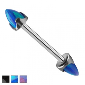 Kolczyk do sutka sztanga z opalowymi stożkami i gwintem zewnętrznym: tytan G23 PX402