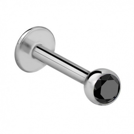 Labret tytanowy z kulką i kryształkiem w kolorze opalizującym i kryształowym z gwintem zewnętrznym.