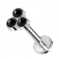 Labret z trzema onyksami