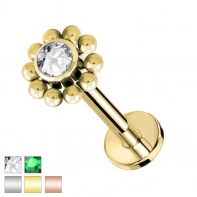 Labret kwiatek – kryształek z małymi kulkami