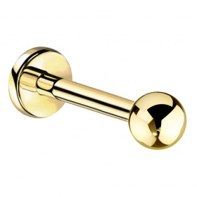 Tytanowy złoty labret z kulką PW407