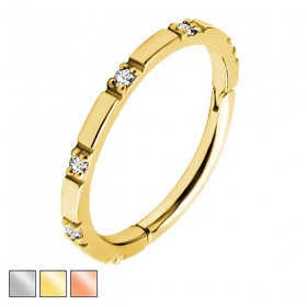 Kółko clicker prostokątne segmenty i kryształki - stal chirurgiczna 316L	  KUS001