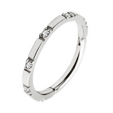 Kółko clicker prostokątne segmenty i kryształki - stal chirurgiczna 316L	