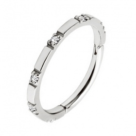 Kółko clicker prostokątne segmenty i kryształki - stal chirurgiczna 316L	