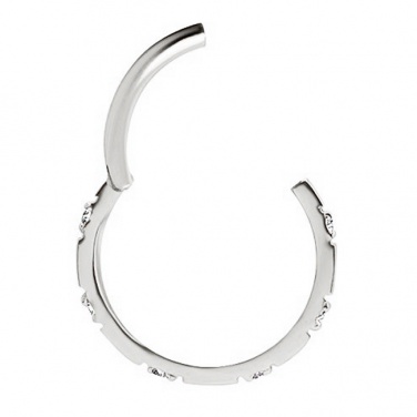 Kółko clicker prostokątne segmenty i kryształki - stal chirurgiczna 316L	