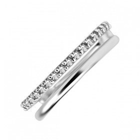 Kółko clicker double ring z rantem kryształków: stal chirurgiczna 316L