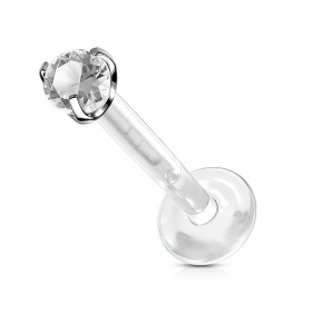 Labret kryształ w łapkach i elastyczny pręt: bioplast, tytan g23, push in