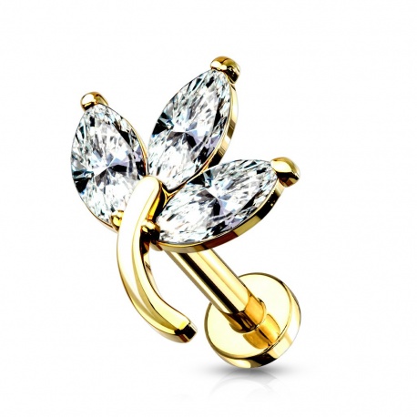 Labret z kryształowym listkiem