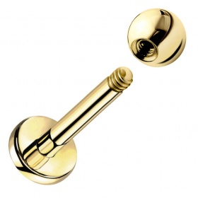 Labret ze złota 14K z kulką - gwint zewnętrzny