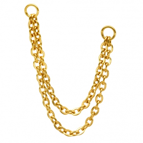 Złoty (PVD) łańcuszek podwójny prosty z tytanu G23