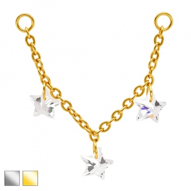 Łańcuszek trzy kryształowe gwiazdki z tytanu G23 PDT006