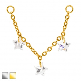 Łańcuszek trzy kryształowe gwiazdki z tytanu G23 PDT006