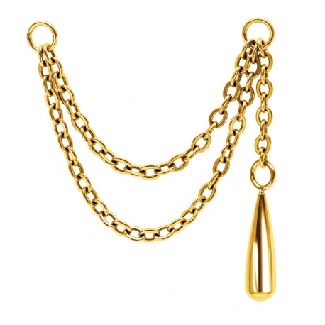 Złoty (PVD) łańcuszek asymetryczny z łezką: tytan G23