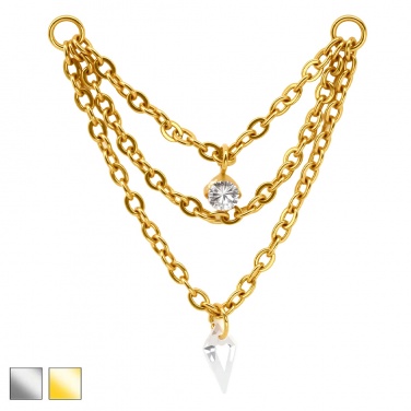 Łańcuszek potrójny z kryształkami z tytanu G23 PDT008