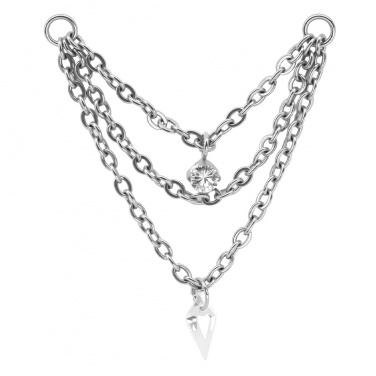 Łańcuszek potrójny z kryształkami z tytanu G23