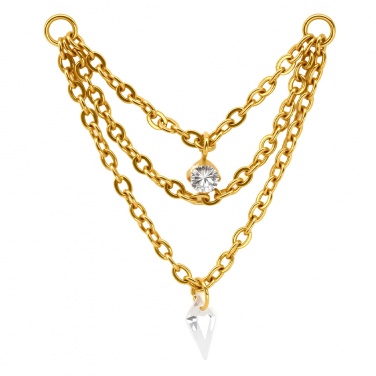 Łańcuszek potrójny z kryształkami z tytanu G23