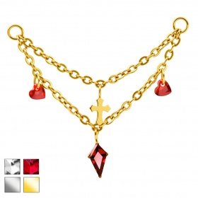 Łańcuszek krzyż z dwoma sercami - tytan g23 PDT011