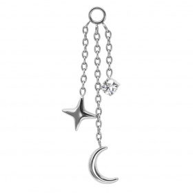 Łańcuszek księżyc z gwiazdką i kryształkiem - tytan G23