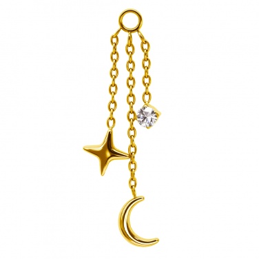 Łańcuszek księżyc z gwiazdką i kryształkiem - tytan G23