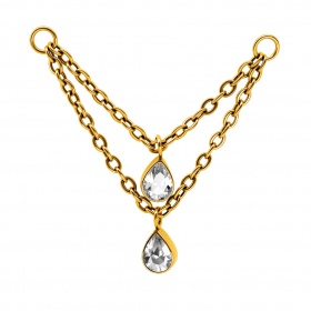 Łańcuszek podwójny i kryształowe łezki - tytan G23