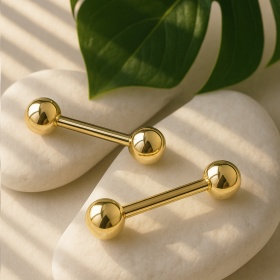 Złoty kolczyk do sutka ze złota 14K (585), gwint zewnętrzny