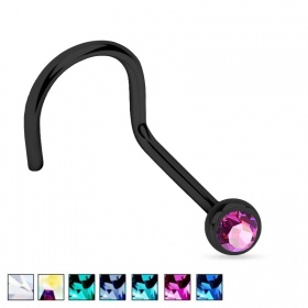 Kolczyk do nosa zakręcony - Kryształek PN134