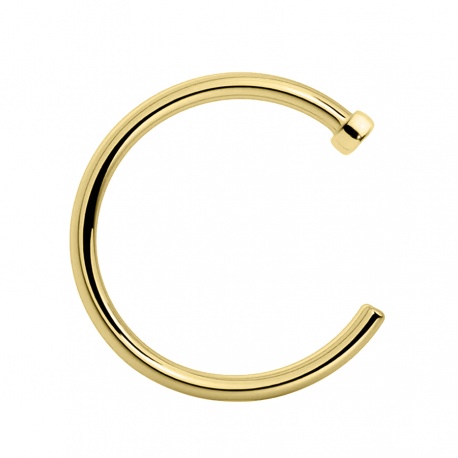 Złoty PVD kolczyk do nosa otwarte kółko ze stali chirurgicznej 316L