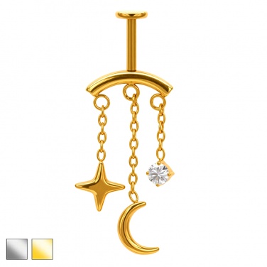 Labret do vertical helix z księżycem i gwiazdką, gw. wewnętrzny PWT001