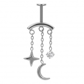 Labret do vertical helix z księżycem i gwiazdką, gw. wewnętrzny