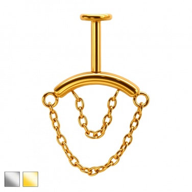 Labret do vertical helix z dwoma łańcuszkami - gwint wewnętrzny, tytan G23 PWT003