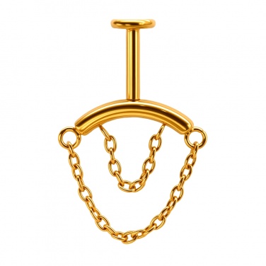Labret do vertical helix z dwoma łańcuszkami - gwint wewnętrzny, tytan G23