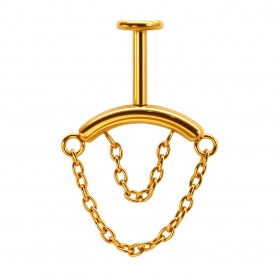 Labret do vertical helix z dwoma łańcuszkami - gwint wewnętrzny, tytan G23