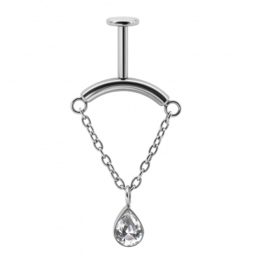 Labret łańcuszek z kryształkiem z tytanu G23 i gwintem wewnętrznym