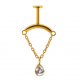 Labret łańcuszek z kryształkiem z tytanu G23 i gwintem wewnętrznym
