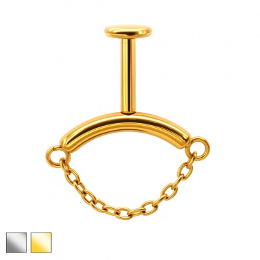 Labret do vertical helix z prostym łańcuszkiem: tytan G23, gw. wewnętrzny PWT006