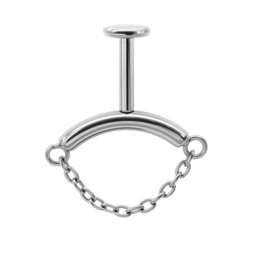 Labret do vertical helix z prostym łańcuszkiem: tytan G23, gw. wewnętrzny