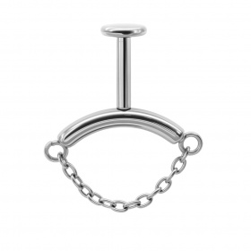 Labret do vertical helix z prostym łańcuszkiem: tytan G23, gw. wewnętrzny