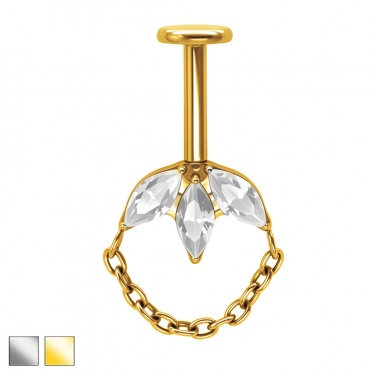 Labret do vertical helix z trzema markizami: tytan G23, gw. wewnętrzny PWT008