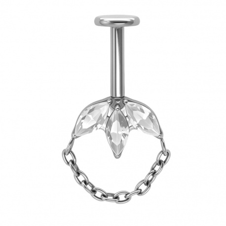 Srebrny labret do vertical helix z trzema markizami: tytan G23, gw. wewnętrzny