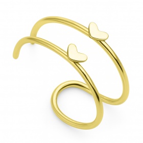 Nausznica z dwoma kółkami i serduszkami: srebro 925