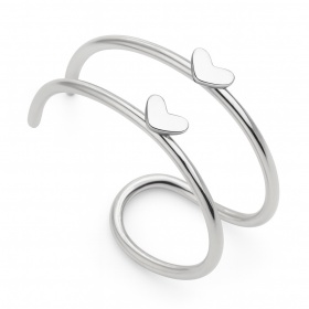 Nausznica z dwoma kółkami i serduszkami: srebro 925