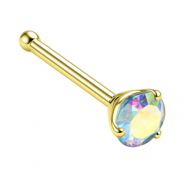 Prosty kolczyk do nosa – kryształ w oprawie, srebro 925