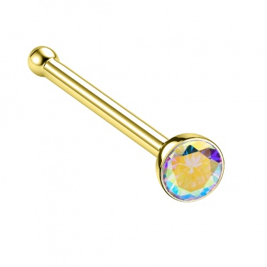 Prosty kolczyk do nosa – okrągły kryształek, srebro 925